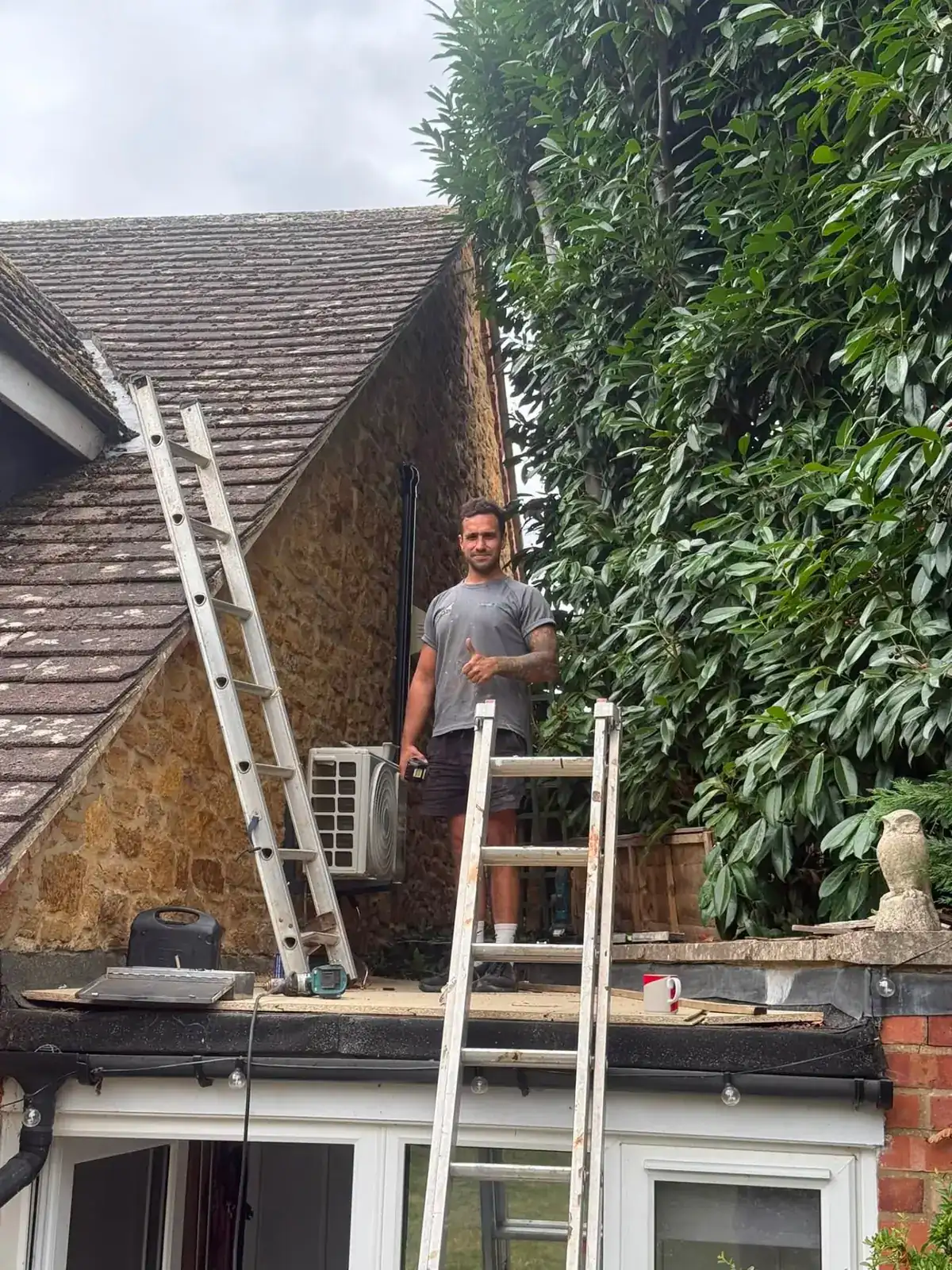 Jordan Lamb installing air conditioning on a home in Northamptonshire